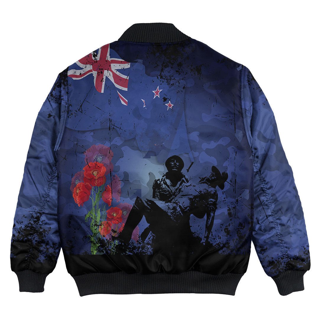 Polynesian Pride Clothing - New Zealand Anzac Day Soldier & Poppy Camouflage Bomber Jacket - Polynesian Pride