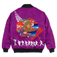 Polynesian Pride Clothing - New Zealand Anzac Red Poopy Purple Bomber Jacket - Polynesian Pride