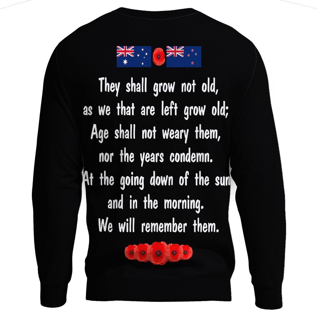 Polynesian Pride Clothing - Anzac Day Remember Australia & New Zealand.Sweatshirt - Polynesian Pride