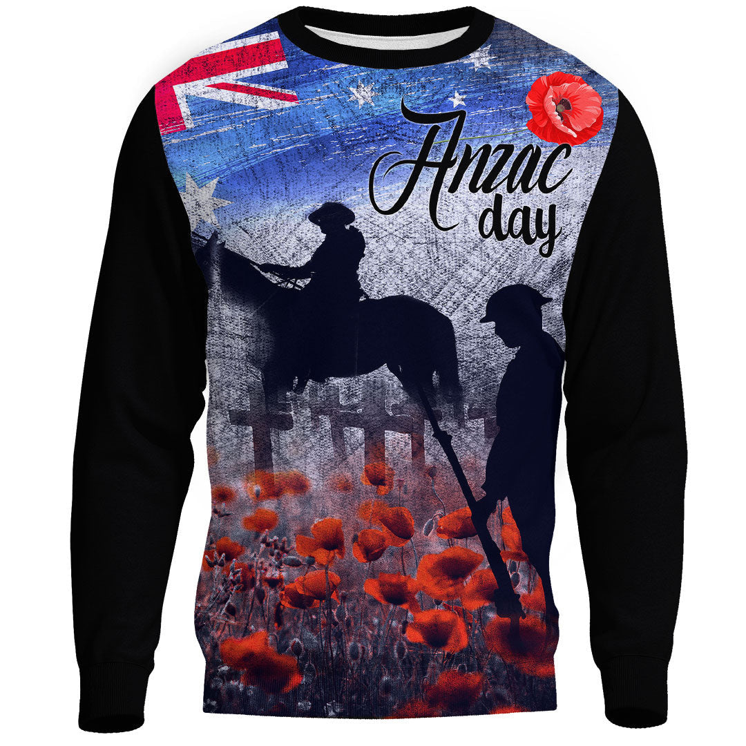 Polynesian Pride Clothing - Anzac Day Lest We Forget Vintage Poppies.Sweatshirt - Polynesian Pride