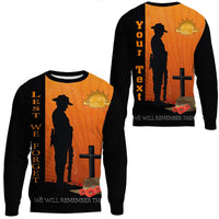 Polynesian Pride Clothing - (Custom) Anzac Day Lest We Forget Soldier Standing Guard.Sweatshirt Unisex Black - Polynesian Pride