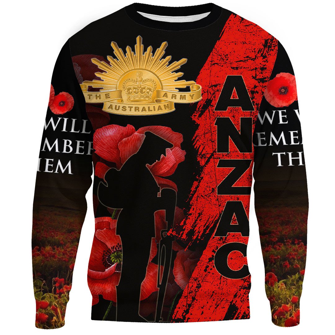 Polynesian Pride Clothing - Anzac Day Soldier Silhouette Remembrance.Sweatshirt - Polynesian Pride