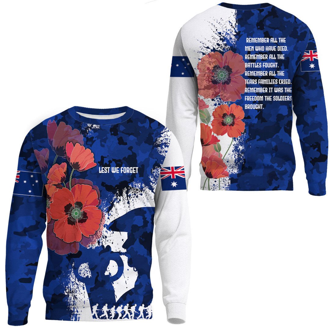 Polynesian Pride Clothing - Anzac Day Silhouette Soldier.Sweatshirt Unisex Black - Polynesian Pride