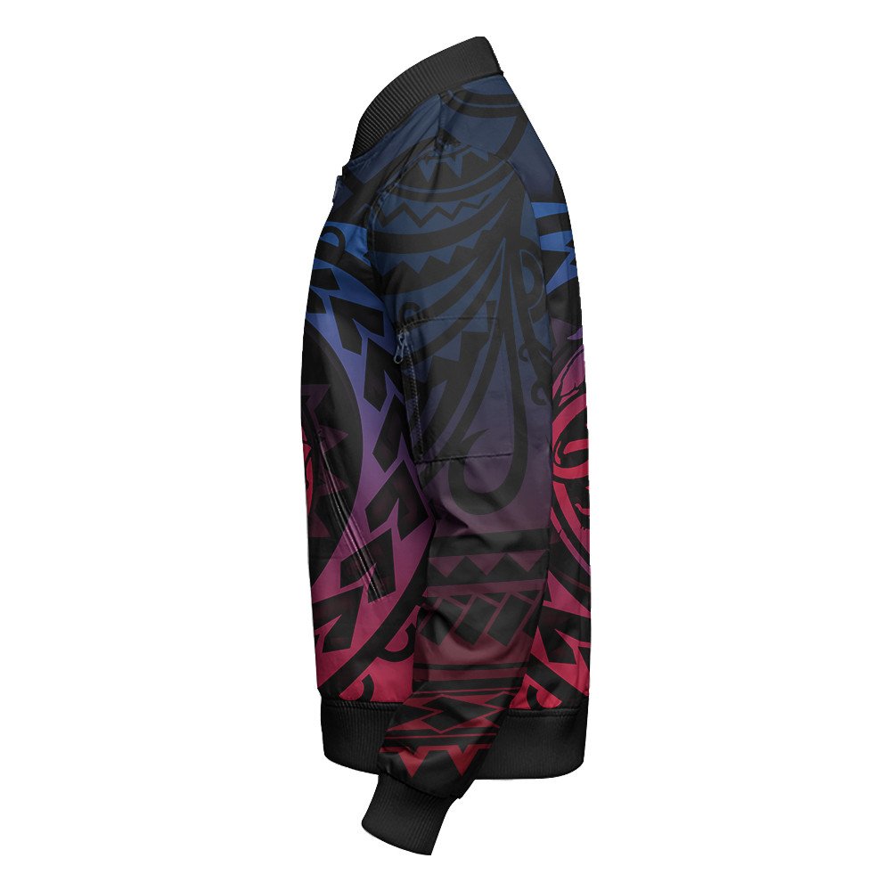Polynesian Pride Jacket - Guam Rising Style Sleeve Zip Bomber Jacket LT10 - Polynesian Pride