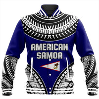 Polynesian Pride Jacket - American Samoa Tattoo Chief Baseball Jacket LT10 Unisex Blue - Polynesian Pride