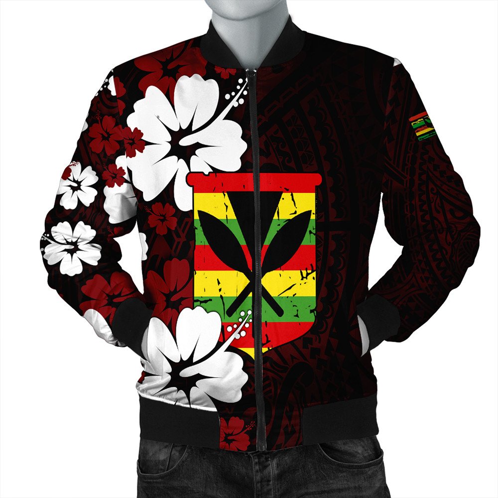 Polynesian Pride Jacket - Hawaii Kanaka Hibiscus Style Bomber Jacket LT10 Unisex Red - Polynesian Pride