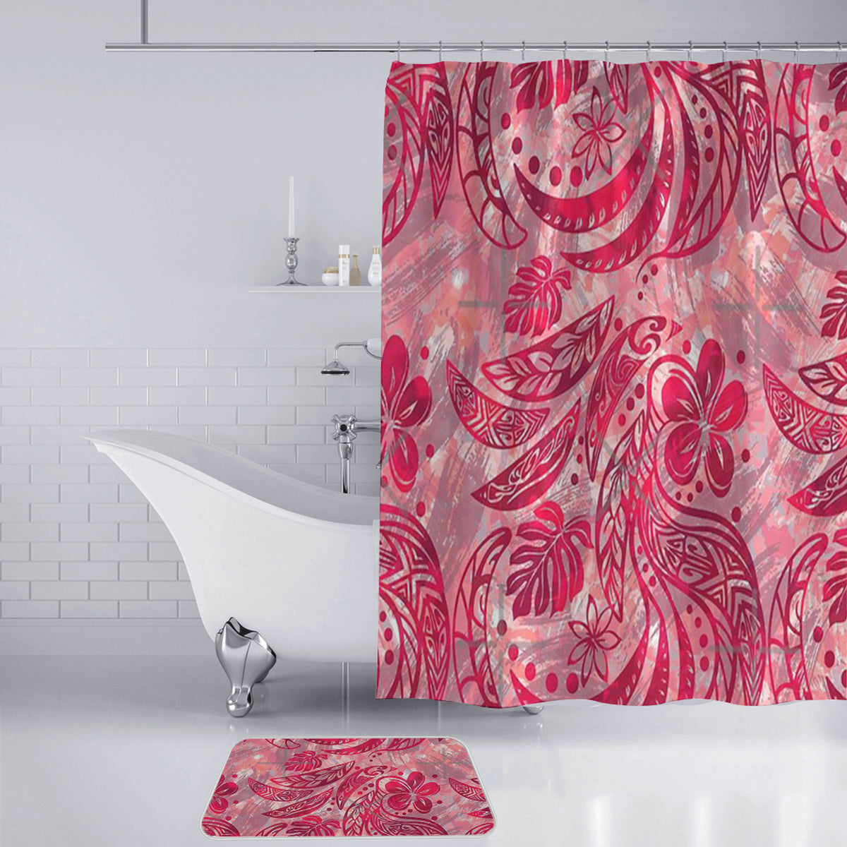 Polynesian Home Set - Polynesian Painted Lava Red Bathroom Set LT10 - Polynesian Pride