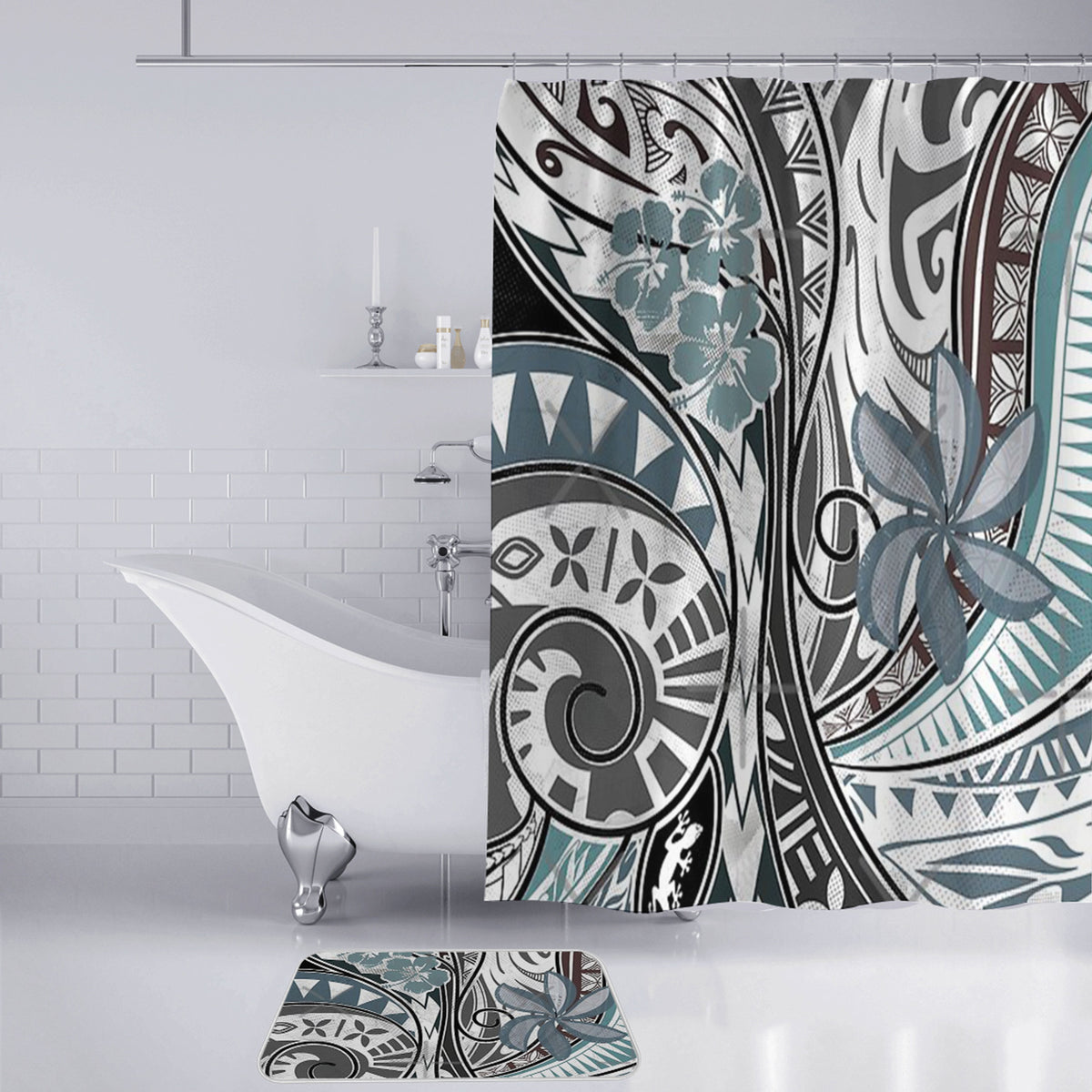 Polynesian Home Set - Old Blue Polynesian Tribal Threads Bathroom Set LT10 - Polynesian Pride