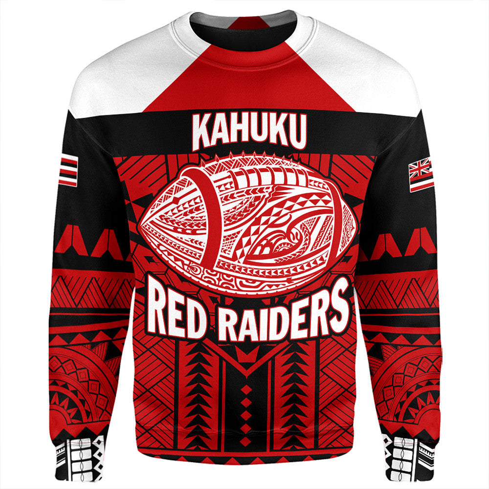 Polynesian Pride Sweatshirt - Personalized Hawaiian High Kahuku Sweatshirt LT10 Unisex Red - Polynesian Pride