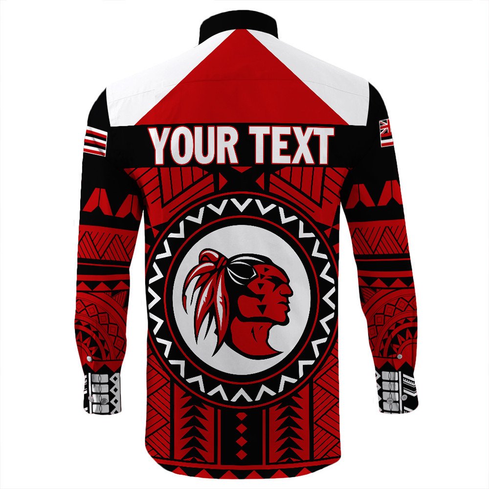 Polynesian Pride Shirt - Personalized Hawaiian High Kahuku Football Long Sleeve Button Shirt LT10 - Polynesian Pride