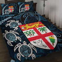 Polynesian Pride Home Set - Fiji Coat of Arms Turtle Palm Tree Quilt Bed Set LT10 Blue - Polynesian Pride