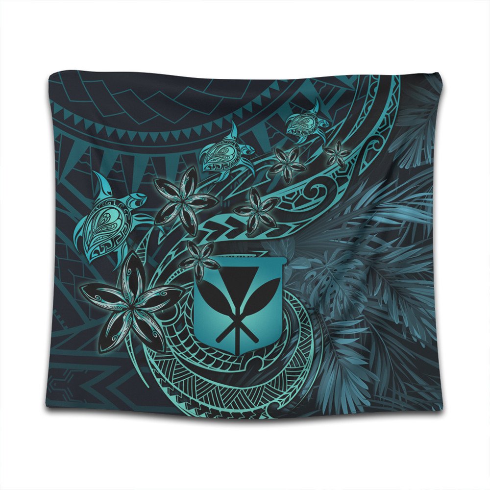 Polynesian Pride Home Decor - Hawaii Kanaka Maoli Turquoise Tiare Honu Tapestry LT10 - Polynesian Pride