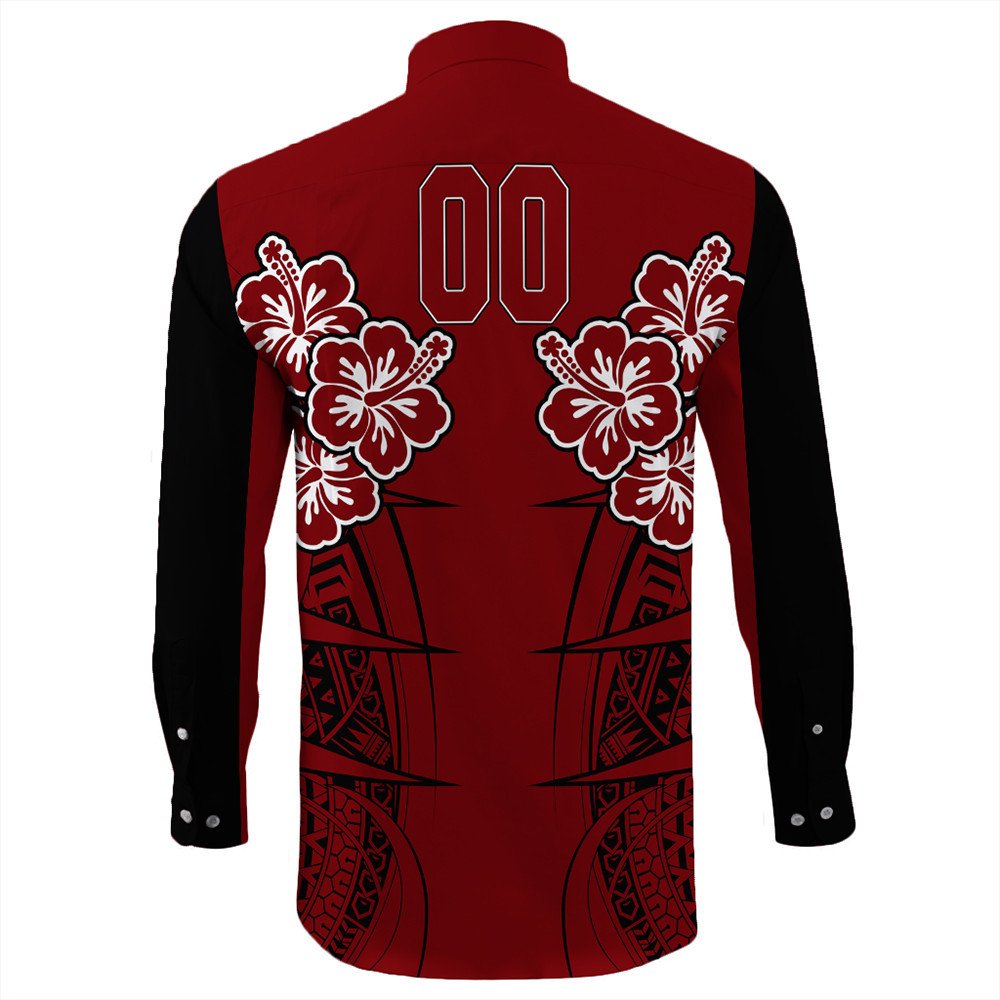 Polynesian Pride Shirt - Personalized Hawaii Spearhead Hibiscus Polynesian Long Sleeve Button Shirt LT10 - Polynesian Pride