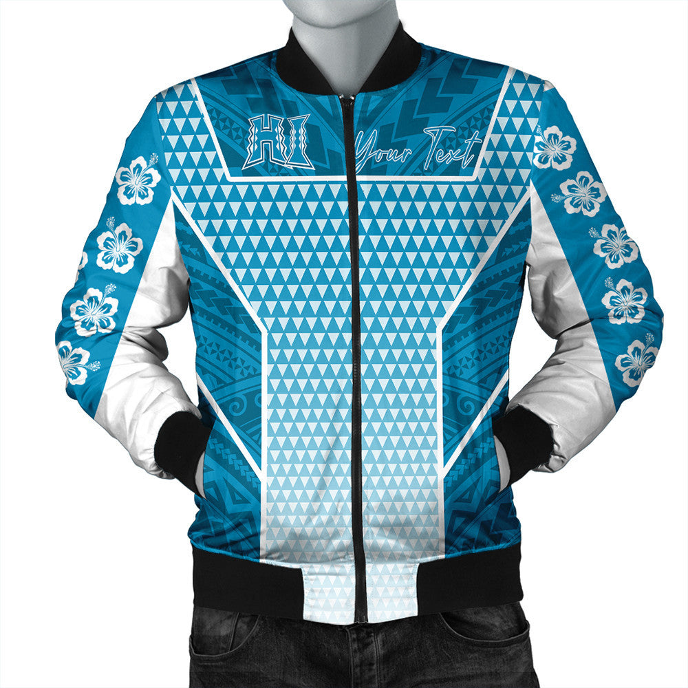 Polynesian Pride Jacket - Personalized Kakau Hawaii Polynesian Blue Gradient Bomber Jacket LT10 Unisex Blue - Polynesian Pride