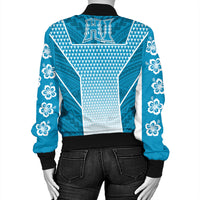 Polynesian Pride Jacket - Personalized Kakau Hawaii Polynesian Blue Gradient Bomber Jacket LT10 - Polynesian Pride