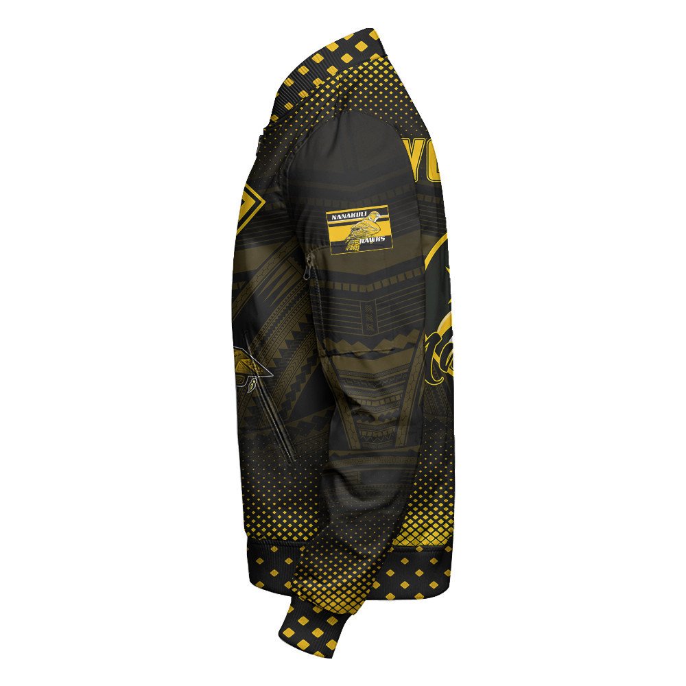 Polynesian Pride Jacket - Personalized Hawaii Class Of Nanakuli Golden Hawks Sleeve Zip Bomber Jacket LT10 - Polynesian Pride