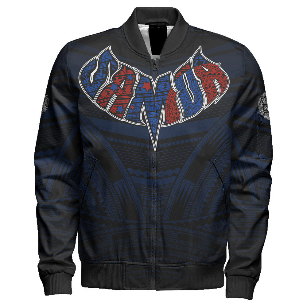 Polynesian Pride Jacket - American Samoa Forever Sleeve Zip Bomber Jacket LT10 Unisex Black - Polynesian Pride