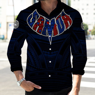Polynesian Pride Shirt - American Samoa Forever Long Sleeve Button Shirt LT10 - Unisex / S / Black