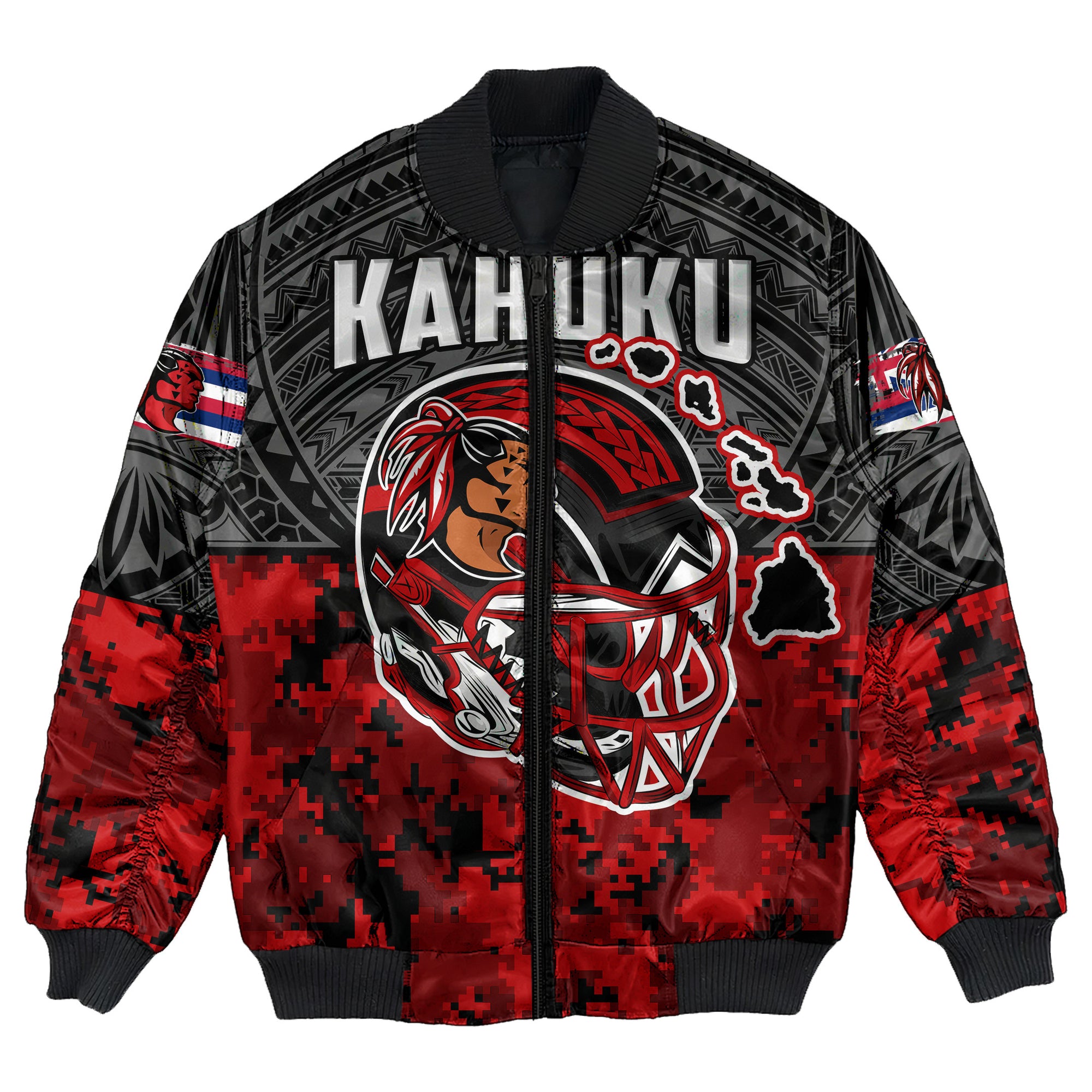 Polynesian Pride Jacket - Red Raider For Life Bomber Jacket LT10 Unisex Black - Polynesian Pride