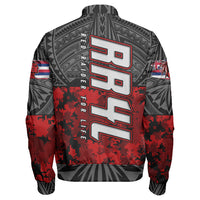 Polynesian Pride Jacket - Red Raider For Life Sleeve Zip Bomber Jacket LT10 - Polynesian Pride