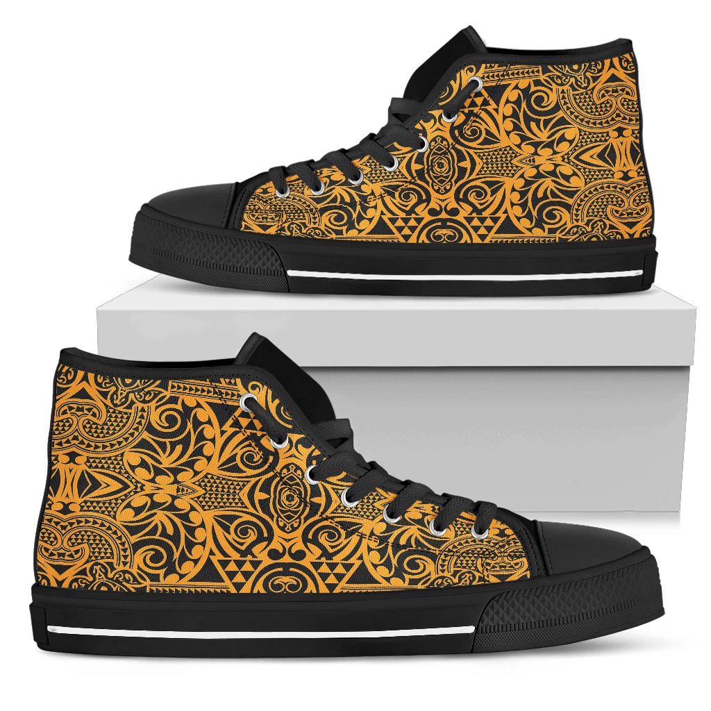 Polynesian High Top Shoe Yellow Black Mens High Top Black - Polynesian Pride