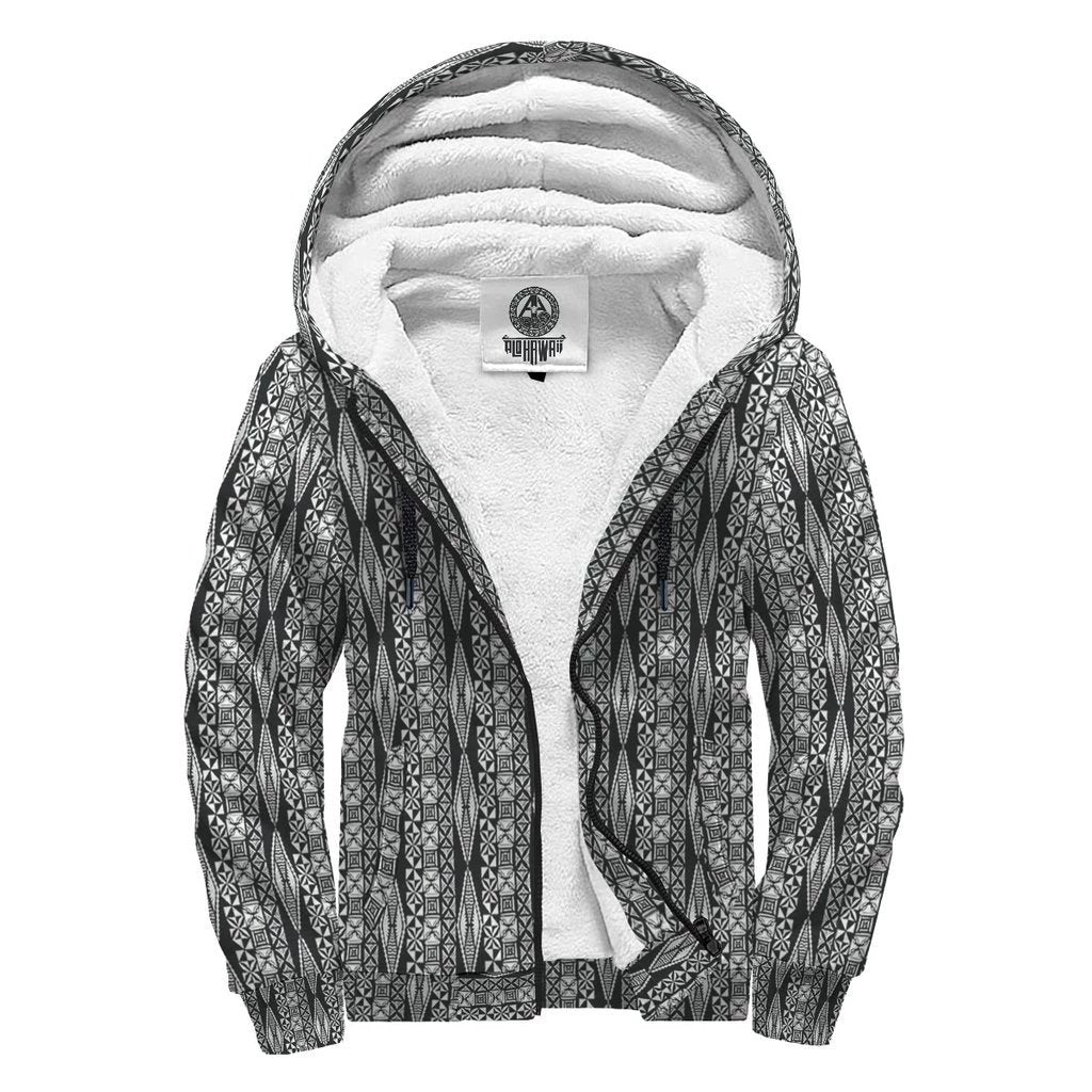 Hawaii Pattern Sherpa Hoodie White - Polynesian Pride
