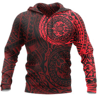 Hoodie Polynesian Tattoo Style Red Unisex Red - Polynesian Pride