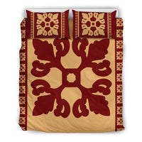 Hawaiian Quilt Pattern Flower Proudly Bedding Set Black - Polynesian Pride