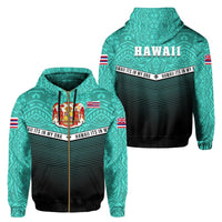 Hawaii Polynesian Zipper Hoodie Turquoise Mix Style Unisex Turquoise - Polynesian Pride