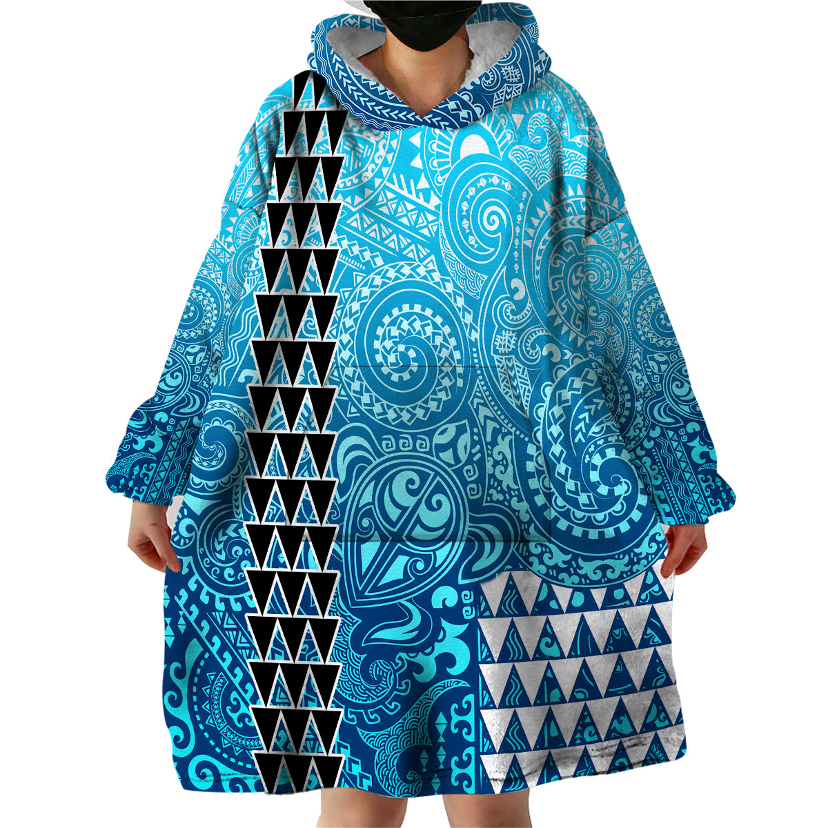 Hawaii Tribal Kakau Wearable Blanket Hoodie LT9 - Polynesian Pride