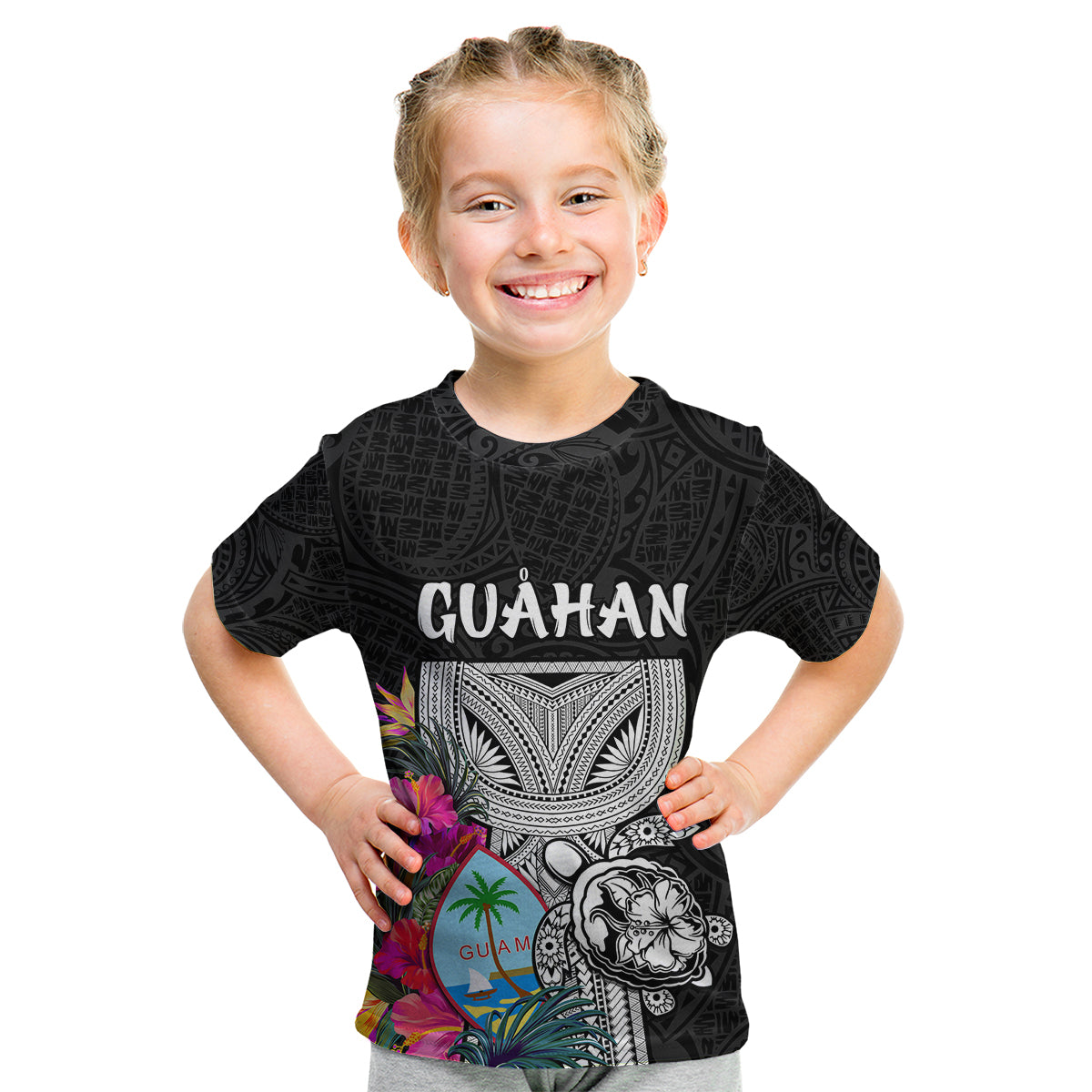 (Custom Personalised) Guam Tribal Latte Stone Tropical Kid T Shirt LT9 Youth XL Size14 - Polynesian Pride