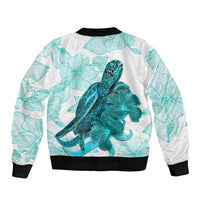 Palau Coat Of Arms With Polynesian Turtle Hibiscus Sleeve Zip Bomber Jacket LT14 - Polynesian Pride