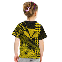 Kakau Polynesian Tribal Hawaiian Turtle with Kanaka Maoli Yellow Kid T Shirt LT9 - Polynesian Pride