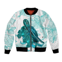 Palau Coat Of Arms With Polynesian Turtle Hibiscus Bomber Jacket LT14 Unisex White - Polynesian Pride