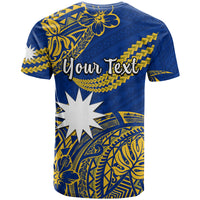 Custom Nauru Polynesian Hibiscus Naoero Flag Color T Shirt LT14 - Polynesian Pride