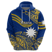 Custom Nauru Polynesian Hoodie Hibiscus Naoero Flag Color LT14 Zip Hoodie Blue - Polynesian Pride