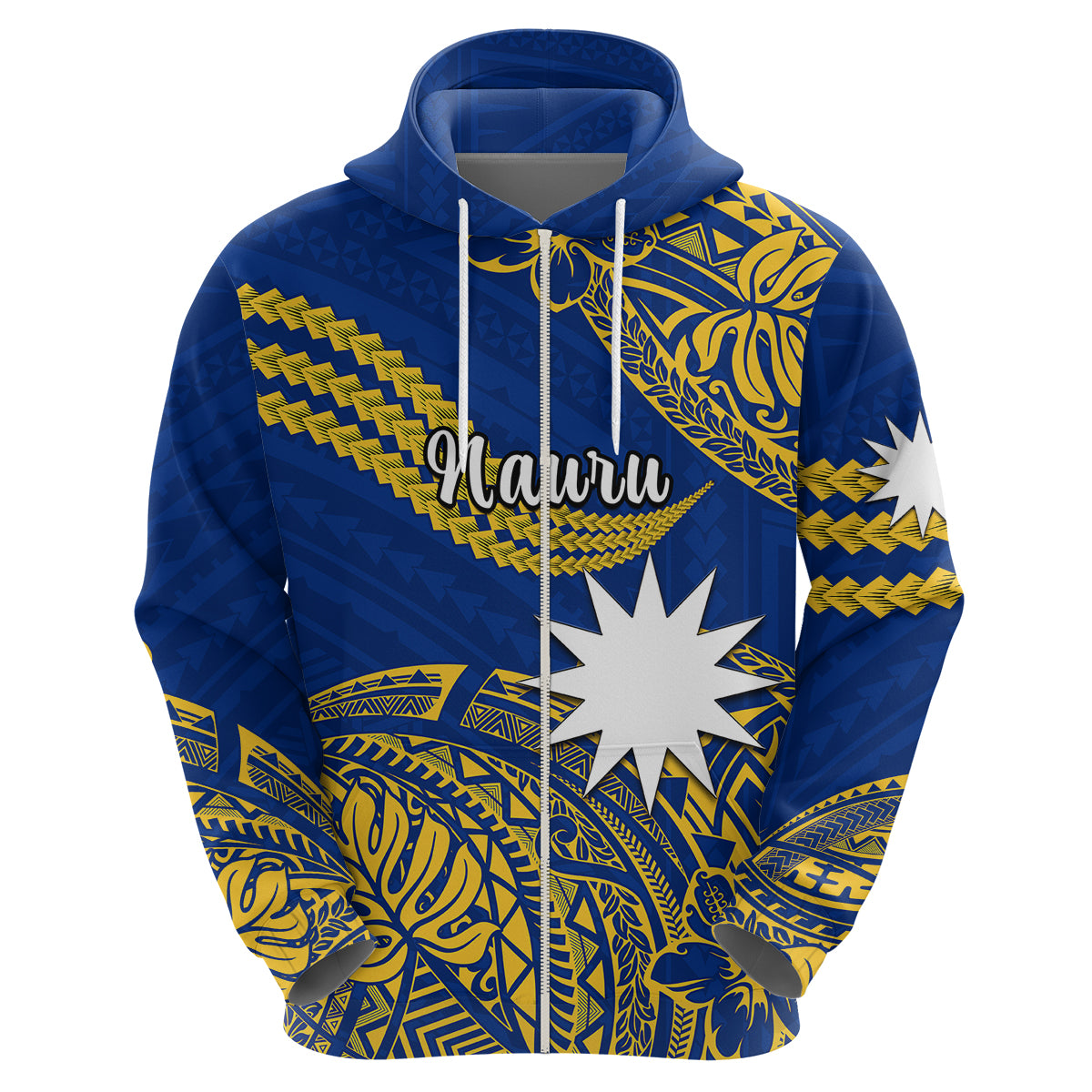 Custom Nauru Polynesian Hoodie Hibiscus Naoero Flag Color LT14 - Polynesian Pride