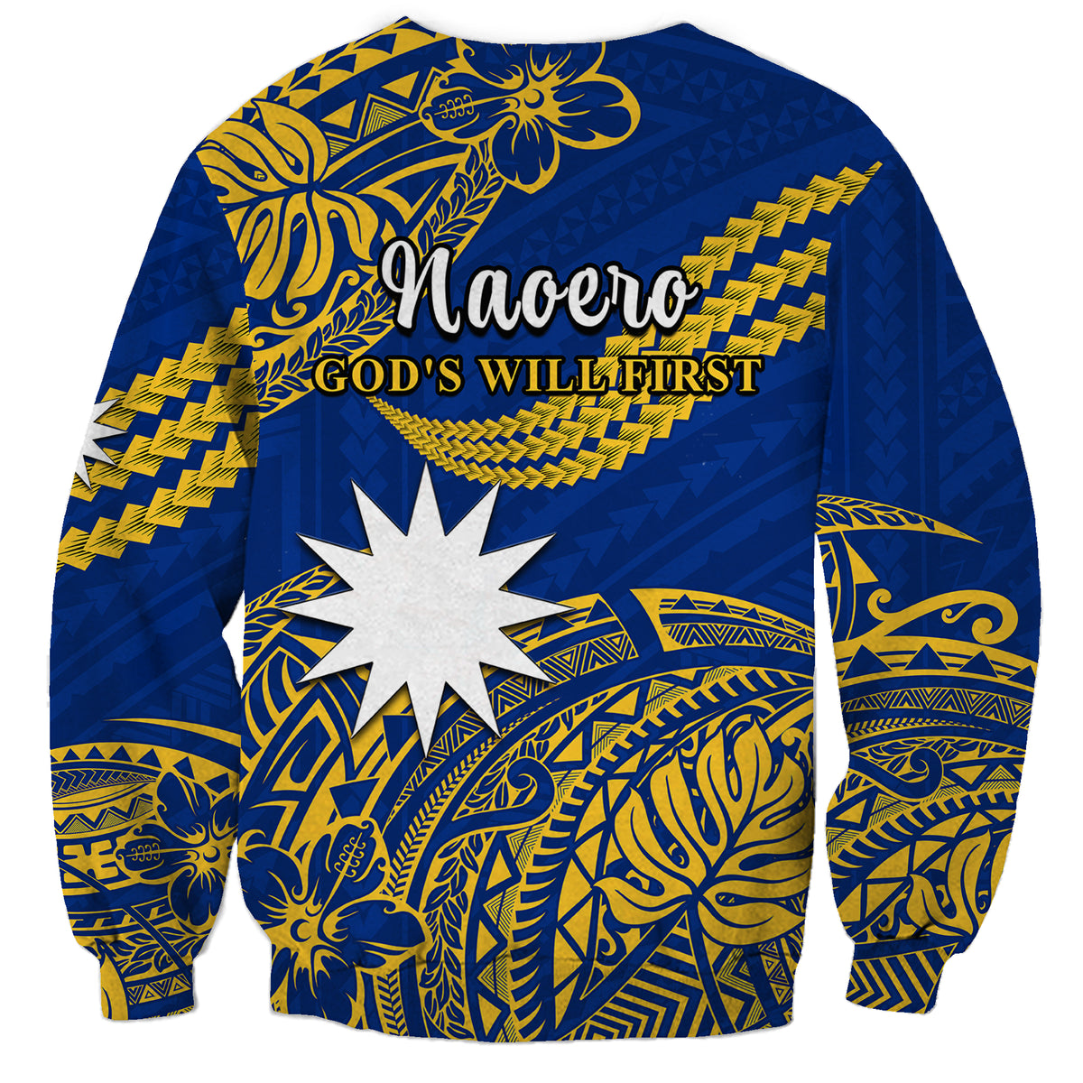 Nauru Polynesian Hibiscus Naoero Flag Color Sweatshirt LT14 - Polynesian Pride
