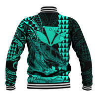 Kakau Polynesian Tribal Hawaiian Turtle with Kanaka Maoli Turquoise Baseball Jacket LT9 - Polynesian Pride