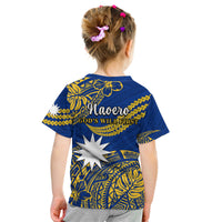 Nauru Polynesian Hibiscus Naoero Flag Color Kid T Shirt LT14 - Polynesian Pride