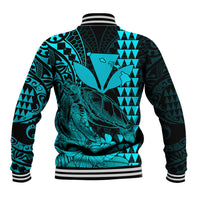 Kakau Polynesian Tribal Hawaiian Turtle with Kanaka Maoli Teal Baseball Jacket LT9 - Polynesian Pride