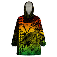 (Custom Personalised) Kakau Polynesian Tribal Hawaiian Turtle with Kanaka Maoli Reggae Wearable Blanket Hoodie LT9 Unisex One Size - Polynesian Pride