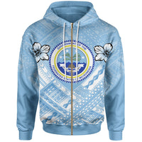 Federated States of Micronesia Polynesian Zip up Hoodie Federated States of Micronesia Flag Camisole Hibiscus Style Unisex Blue - Polynesian Pride