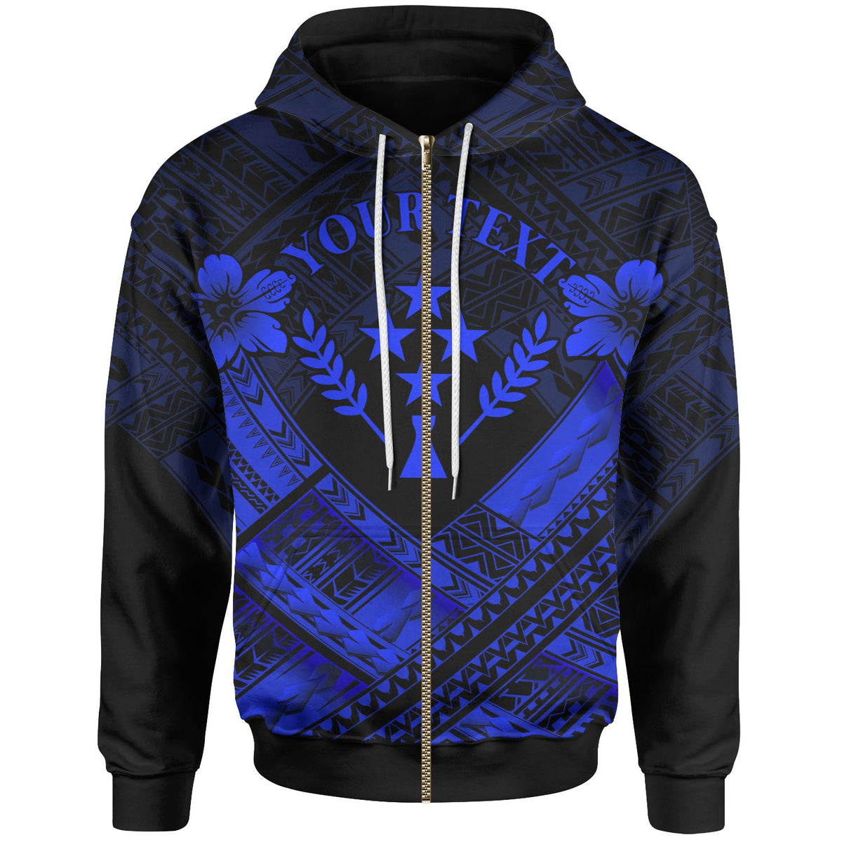 Kosrae Polynesian Custom Zip up Hoodie Kosrae Blue Camisole Hibiscus Style - Polynesian Pride