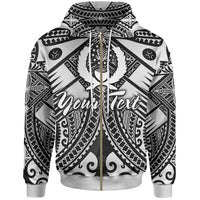 Pohnpei Custom Zip up Hoodie White Seal with Polynesian Tattoo Unisex White - Polynesian Pride