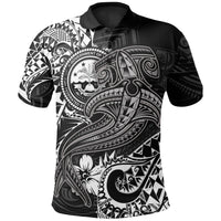 FSM Polo Shirt White Shark Polynesian Tattoo Unisex White - Polynesian Pride