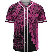 Palau Polynesian Baseball Shirt - Tribal Wave Tattoo Pink Unisex Pink - Polynesian Pride