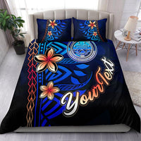 Federated States of Micronesia Custom Personalised Bedding Set - Vintage Tribal Mountain Blue - Polynesian Pride