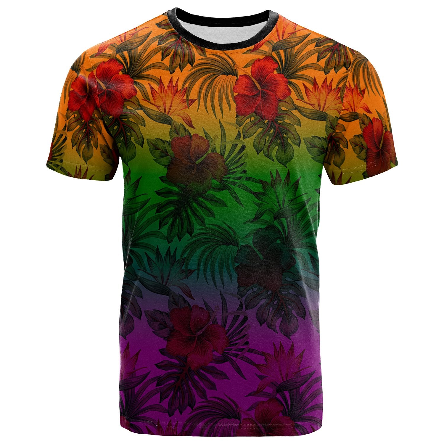 Polynesian T Shirts Green Hibiscus Patterns Unisex Red - Polynesian Pride