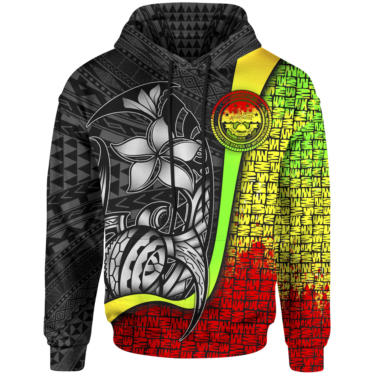 Federated States of Micronesia Hoodie Reggae Turtle with Hook Unisex REGGAE - Polynesian Pride
